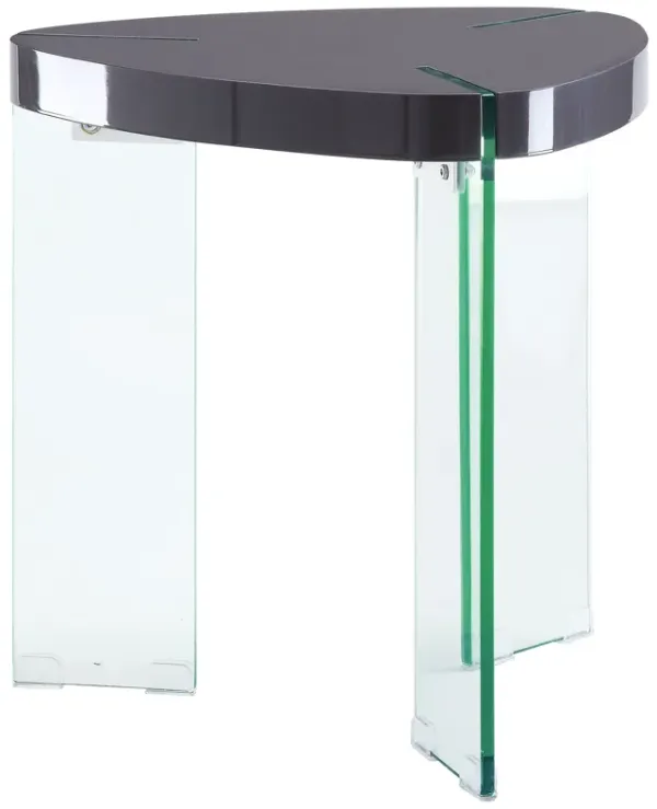 Noland - Clear Glass High Gloss End Table - Gray