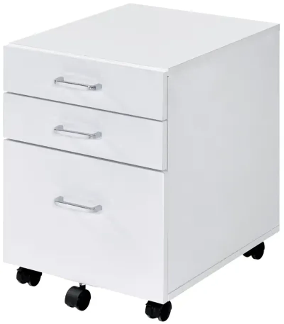 Tennos - File Cabinet - White / Chrome