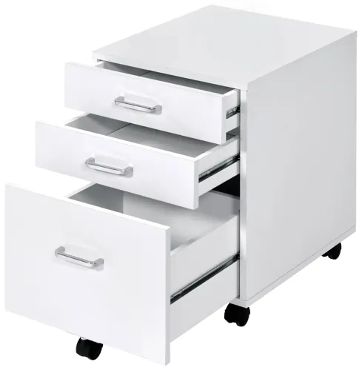 Tennos - File Cabinet - White / Chrome