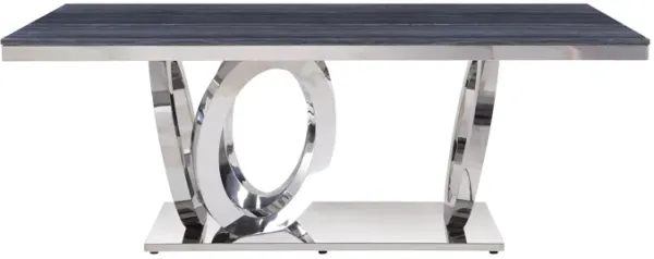 Zasir - Printed Faux Marble Top With Mirror Silver Coffee Table - Silver