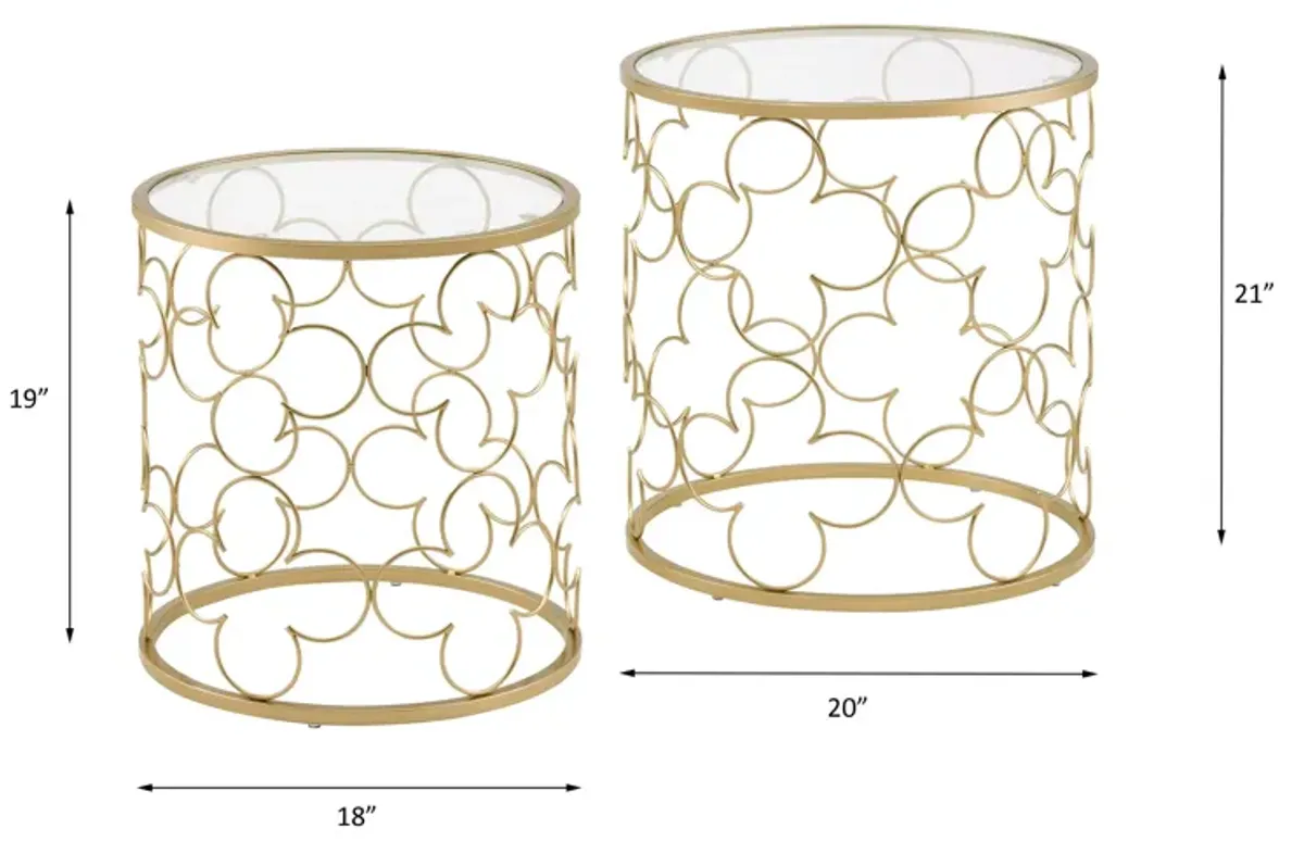 Flowie - Clear Glass Top Nesting Table - Gold