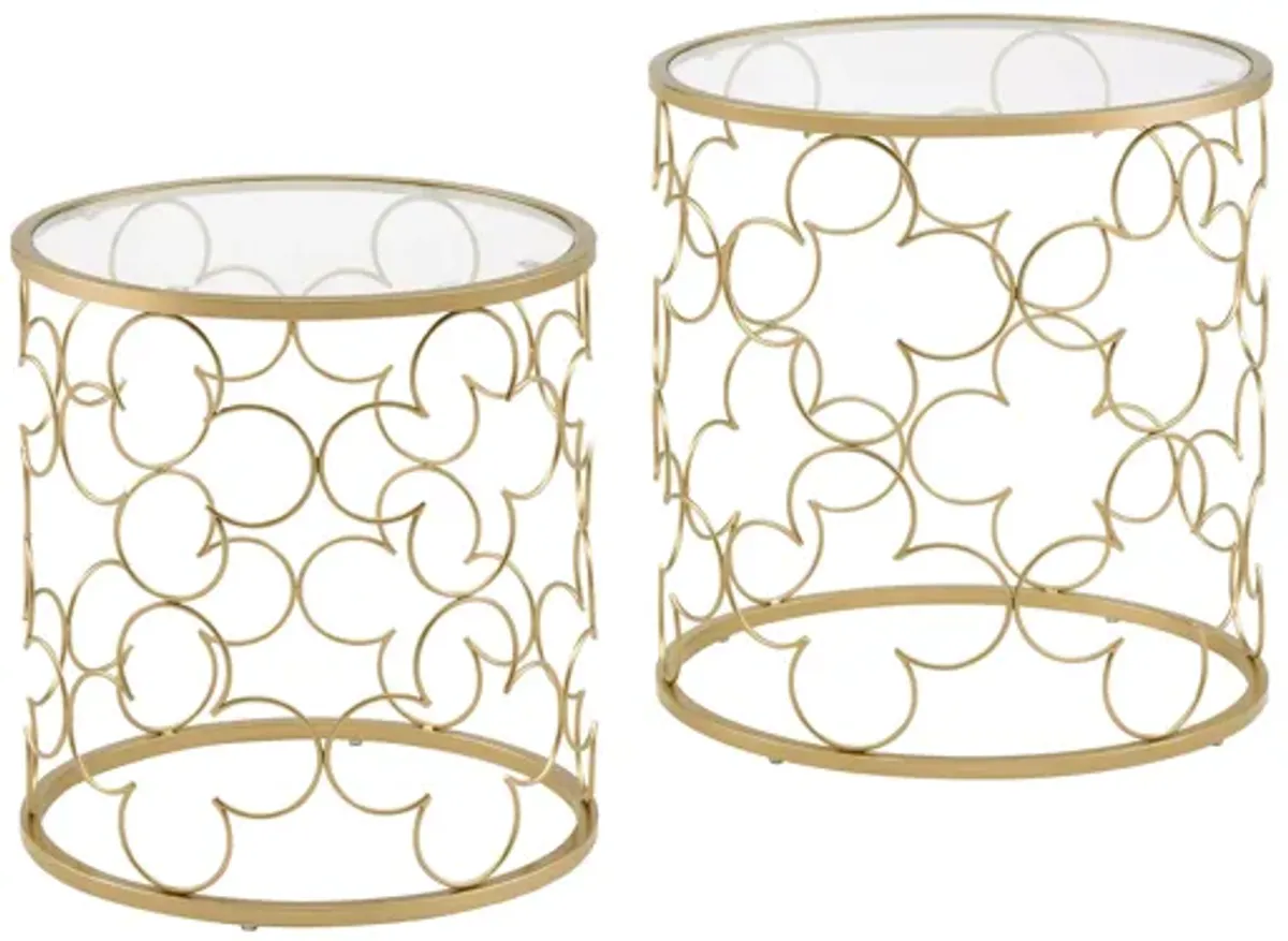 Flowie - Clear Glass Top Nesting Table - Gold