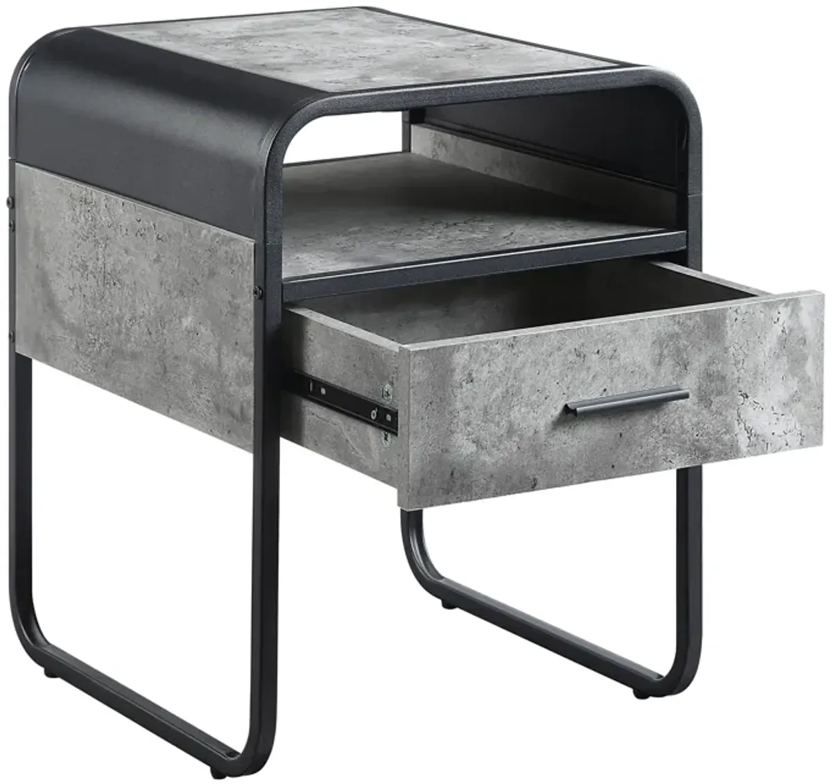 Raziela - End Table With Drawer - Concrete Gray / Black