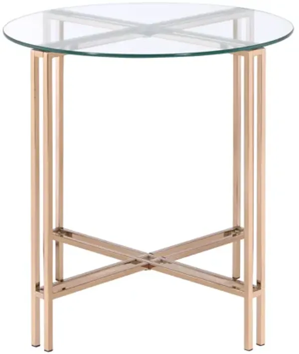 Veises - Clear Glass Top With End Table - Champagne