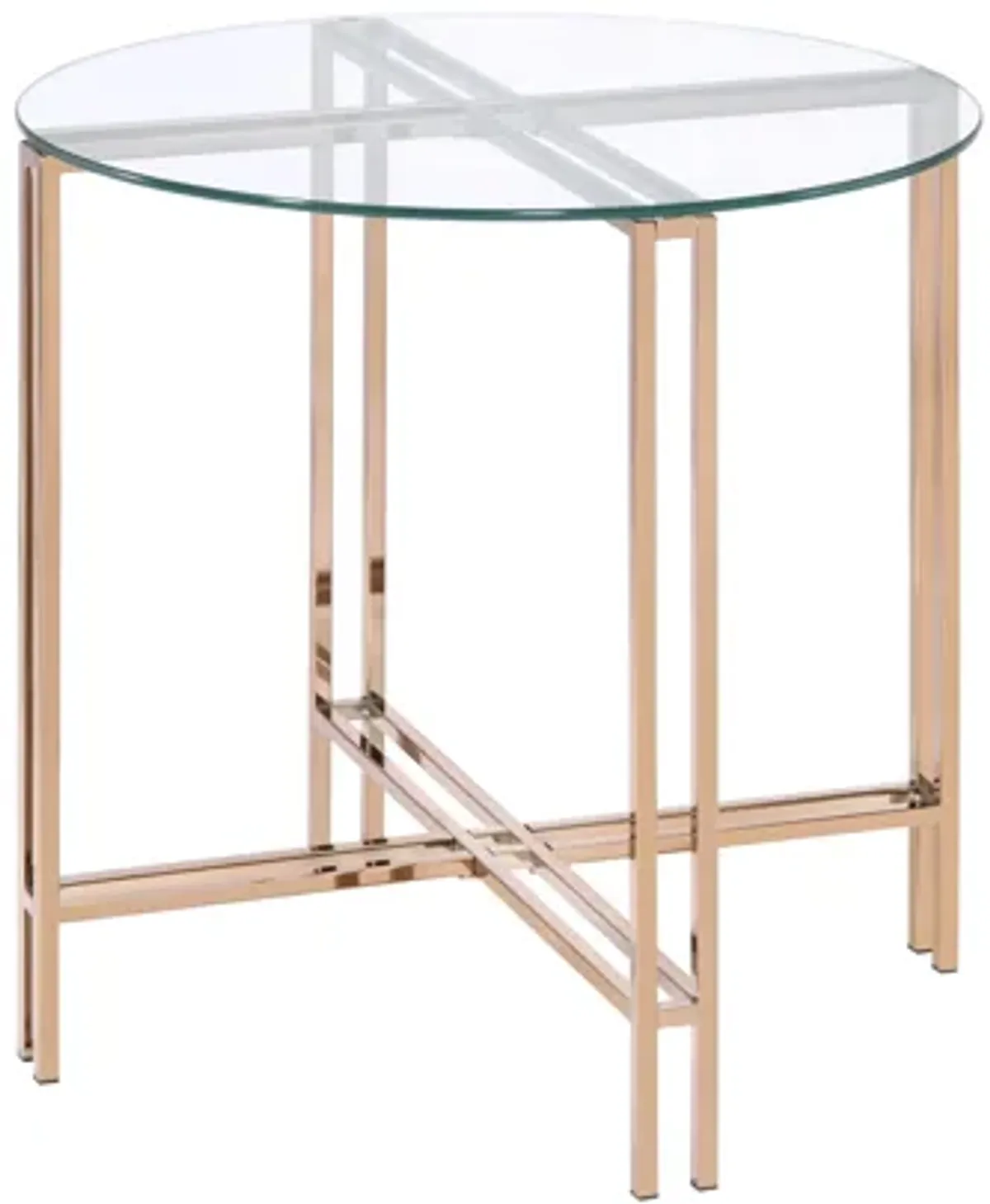 Veises - Clear Glass Top With End Table - Champagne