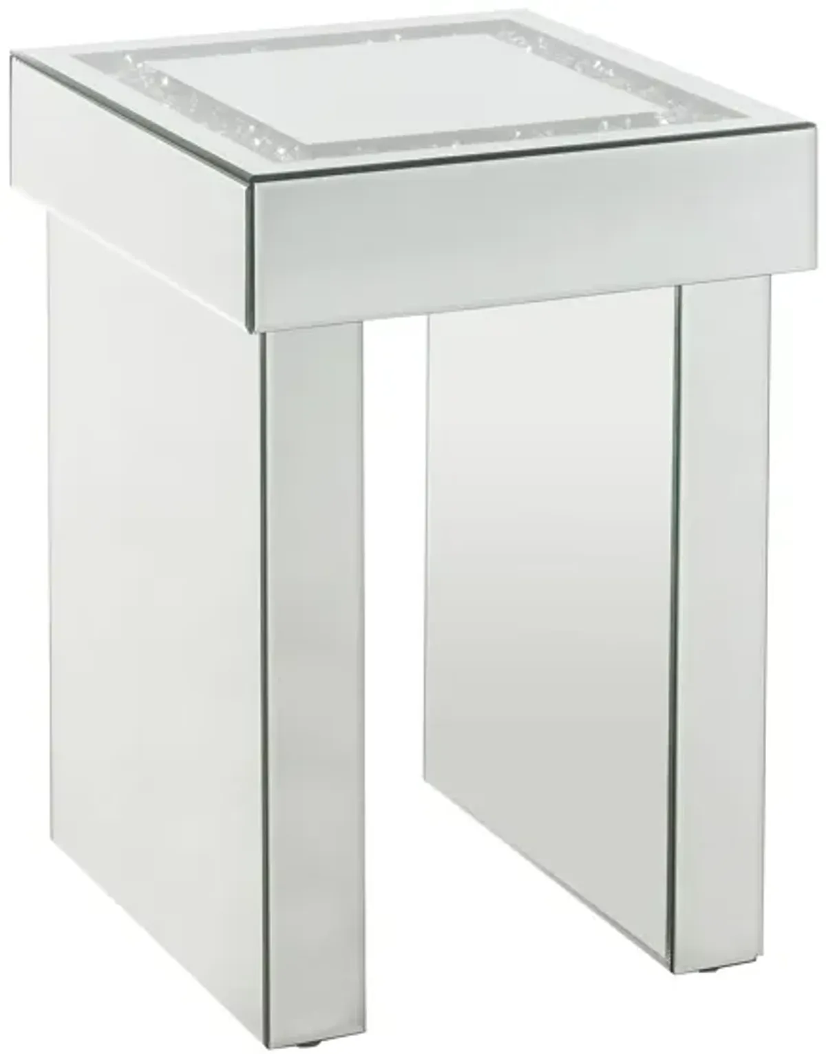 Noralie - Mirrored Faux Diamonds Square End Table - Silver