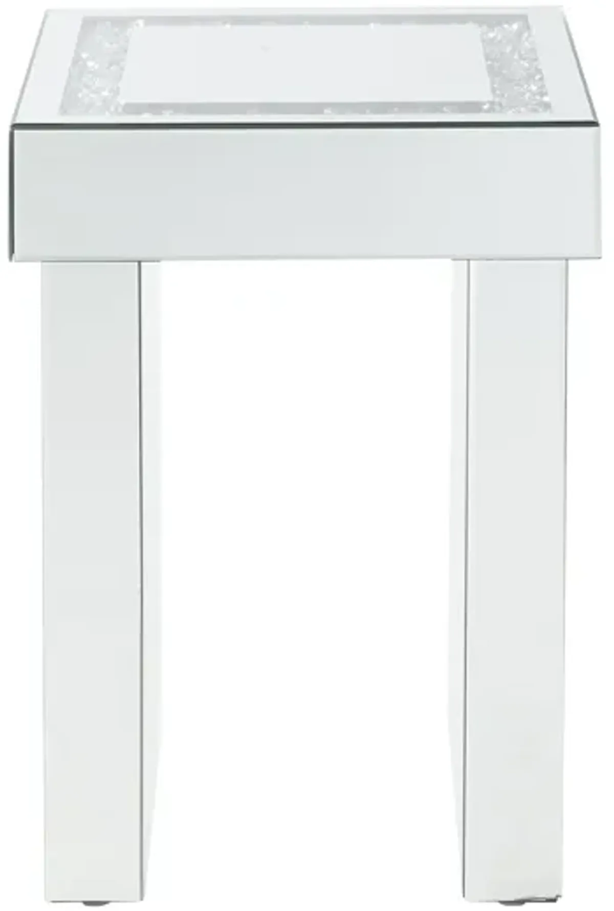 Noralie - Mirrored Faux Diamonds Square End Table - Silver