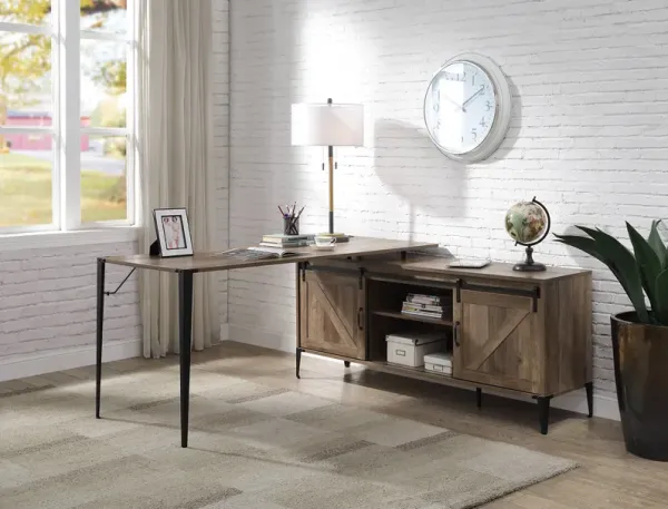 Zakwani - Writing Desk Combined With Cabinet - Rustic Oak / Black