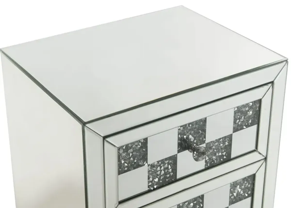 Noralie - Mirrored Faux Diamonds Accent Table - Silver