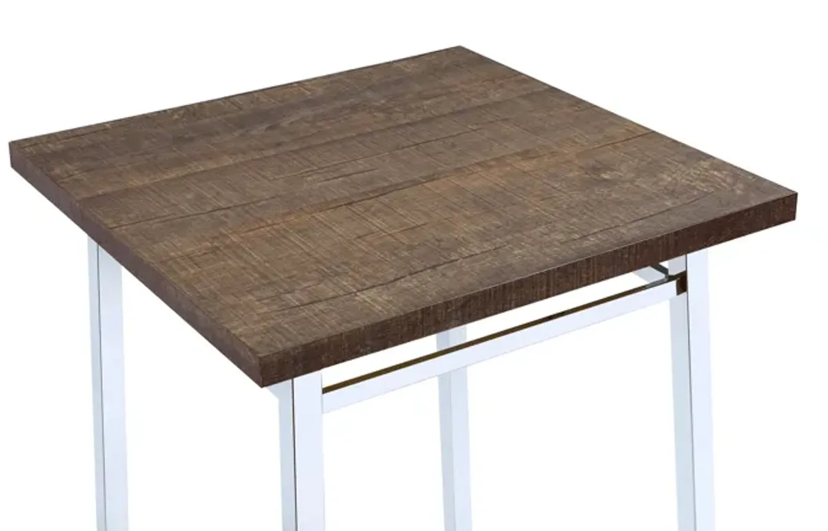 Nadia - Chrome Bar Table - Oak / White