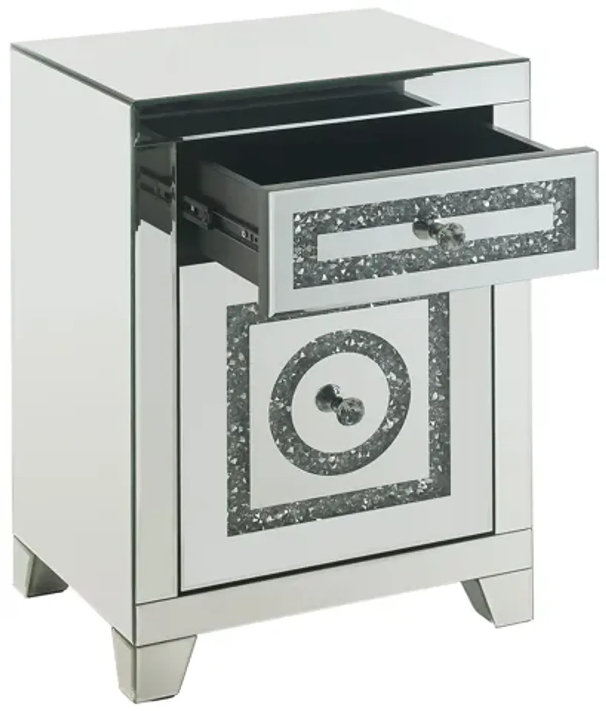 Noralie - Accent Table Mirrored Faux Dimaonds - Silver