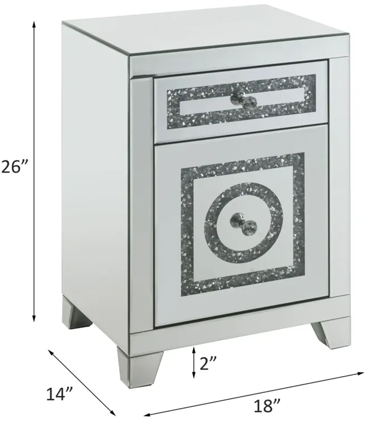 Noralie - Accent Table Mirrored Faux Dimaonds - Silver