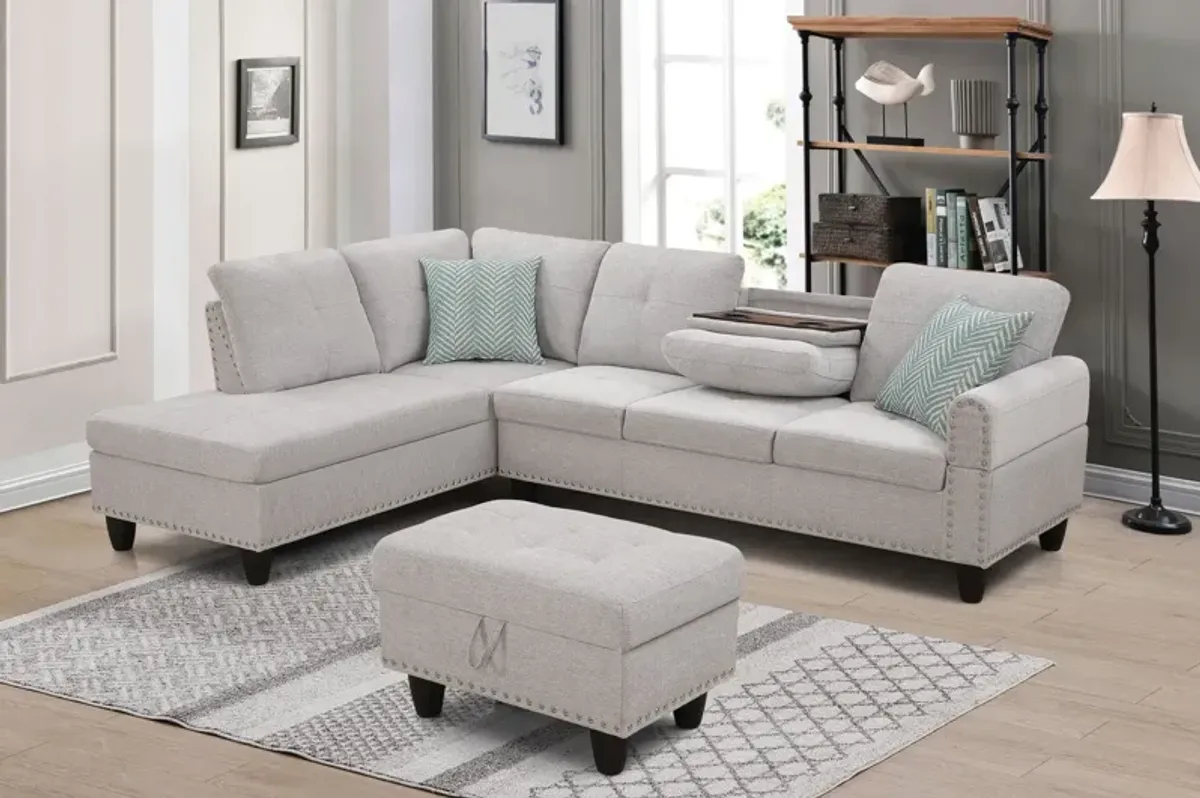 Alger - 98" Wide Left Hand Facing Sofa & Chaise With Ottoman