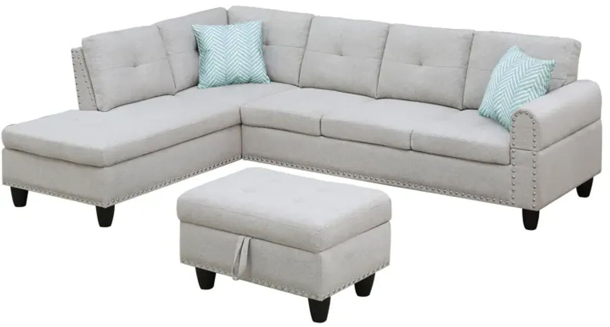 Alger - 98" Wide Left Hand Facing Sofa & Chaise With Ottoman