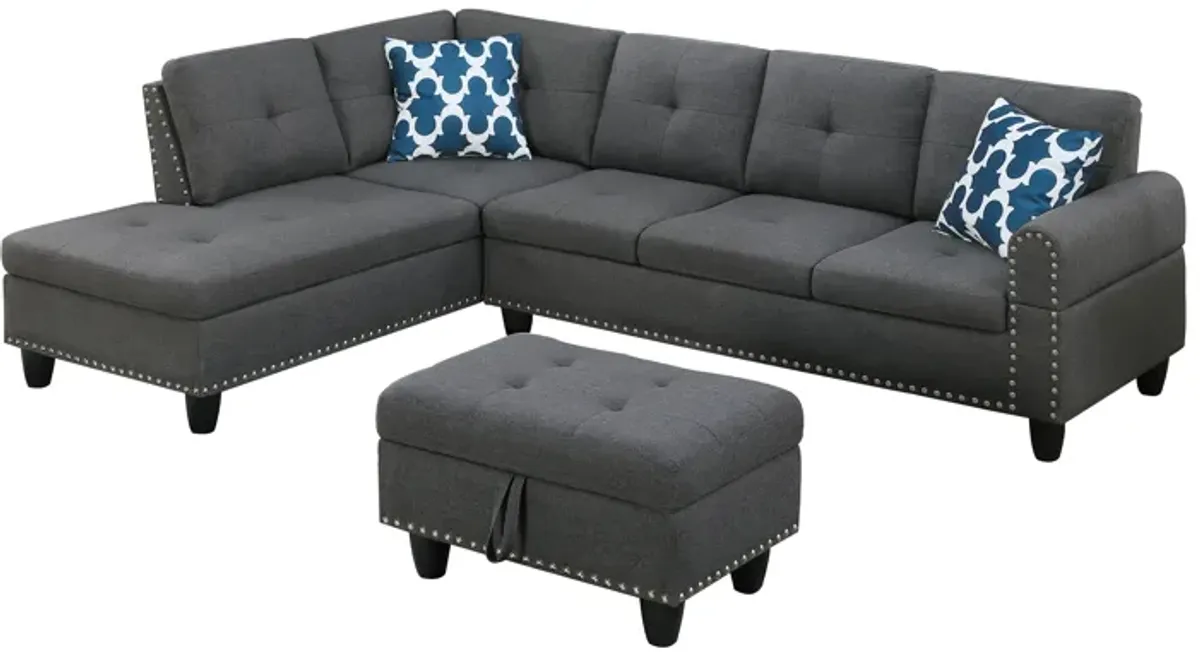 Alger - 98" Wide Left Hand Facing Sofa & Chaise With Ottoman