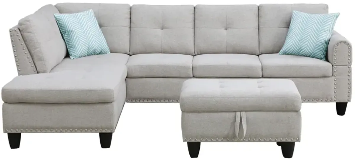 Alger - 98" Wide Left Hand Facing Sofa & Chaise With Ottoman