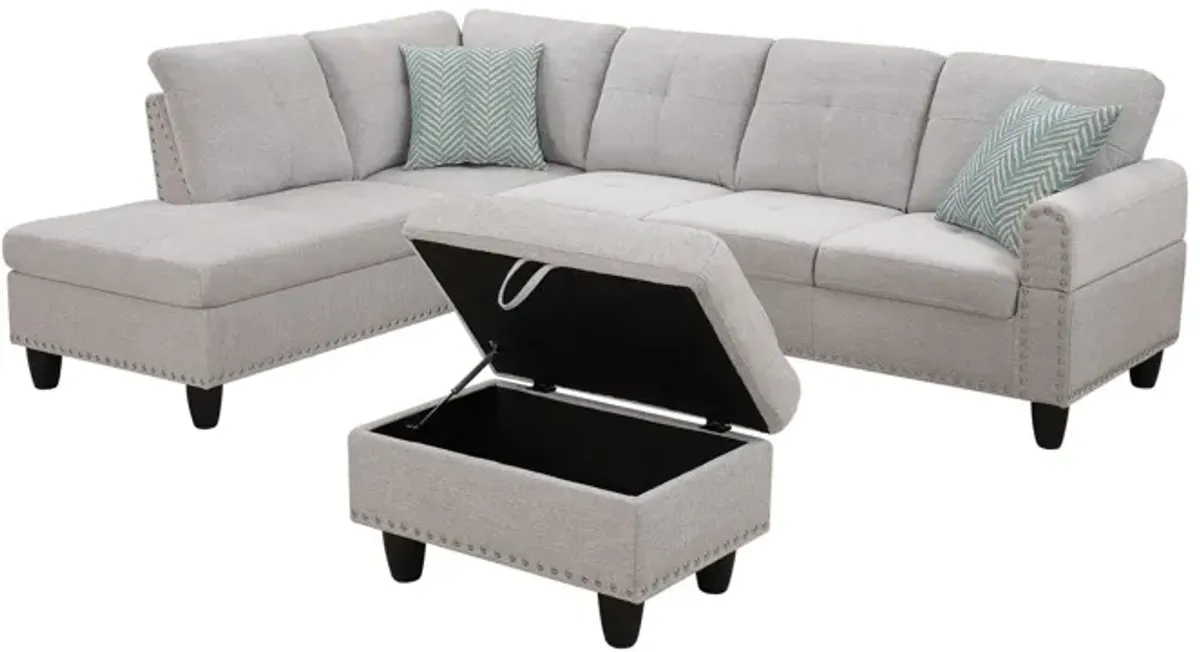 Alger - 98" Wide Left Hand Facing Sofa & Chaise With Ottoman