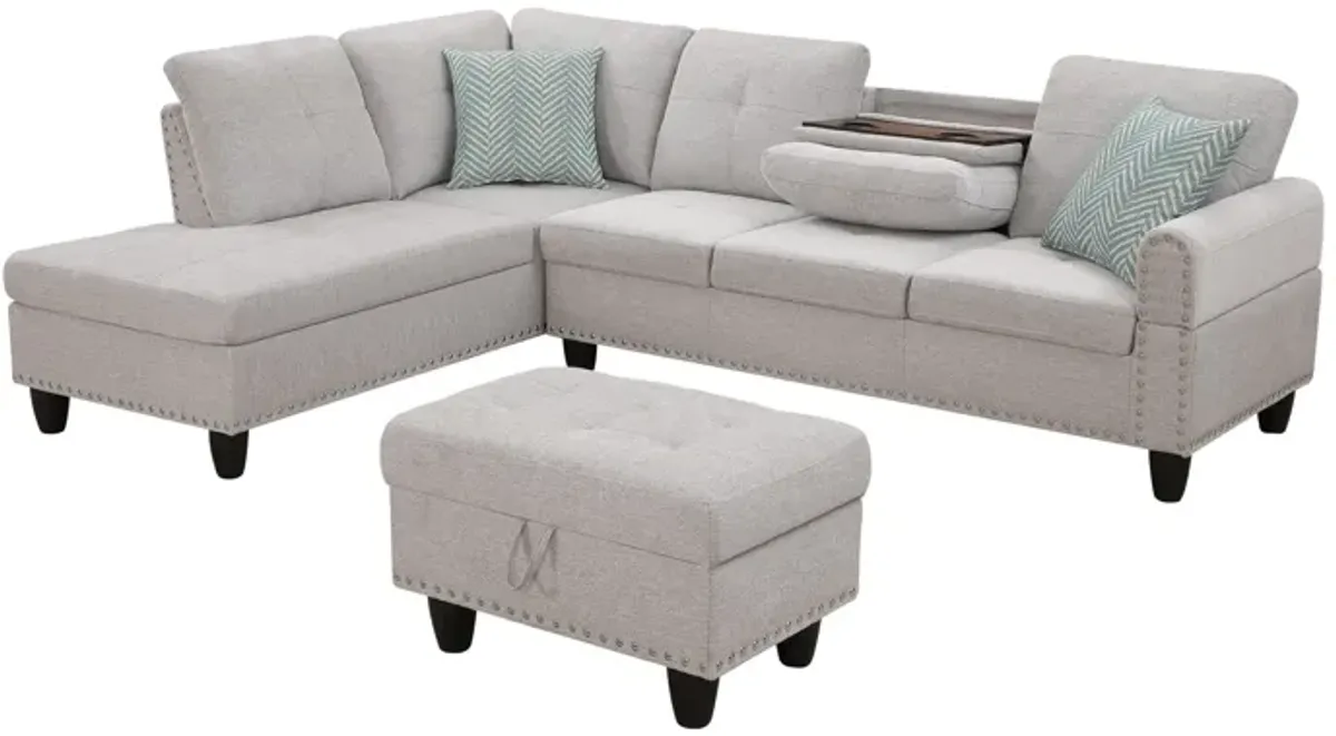 Alger - 98" Wide Left Hand Facing Sofa & Chaise With Ottoman