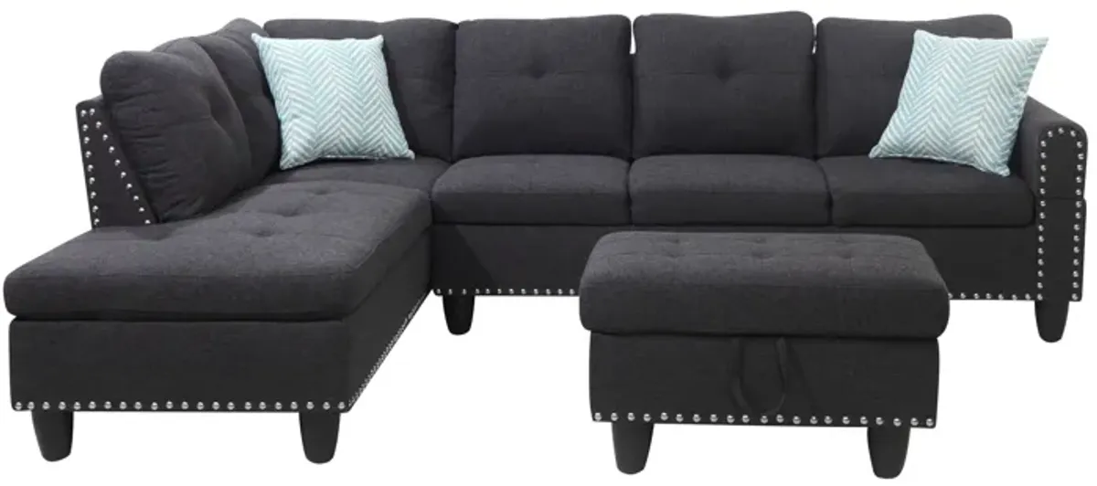 Alger - 98" Wide Left Hand Facing Sofa & Chaise With Ottoman