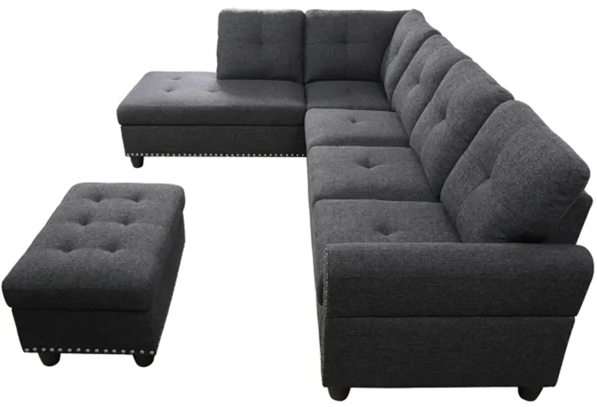 Alger - 98" Wide Left Hand Facing Sofa & Chaise With Ottoman