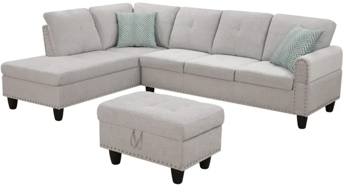 Alger - 98" Wide Left Hand Facing Sofa & Chaise With Ottoman