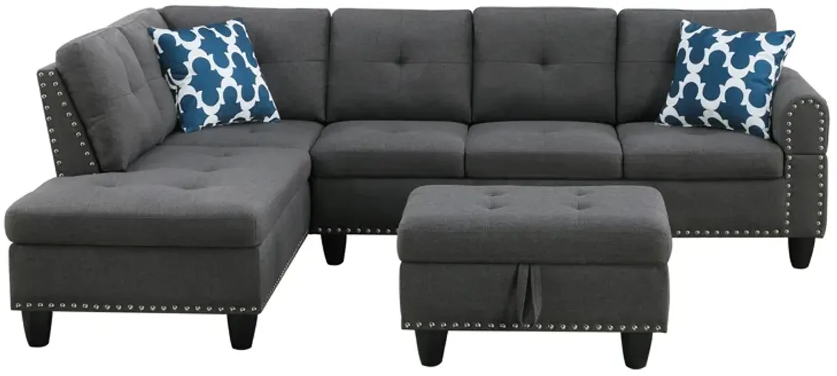 Alger - 98" Wide Left Hand Facing Sofa & Chaise With Ottoman