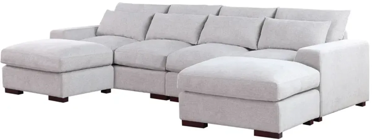 Tatman - Linen Blend Sectional With 2 Ottomans