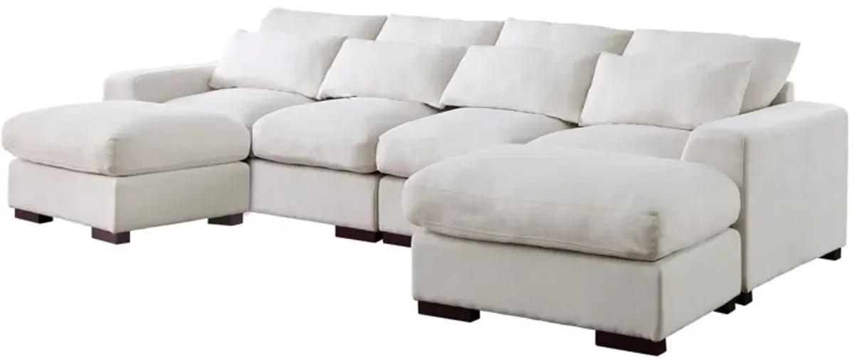 Tatman - Linen Blend Sectional With 2 Ottomans