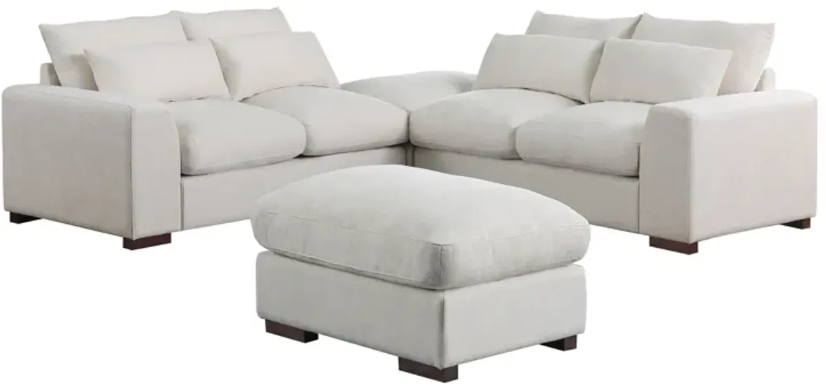 Tatman - Linen Blend Sectional With 2 Ottomans