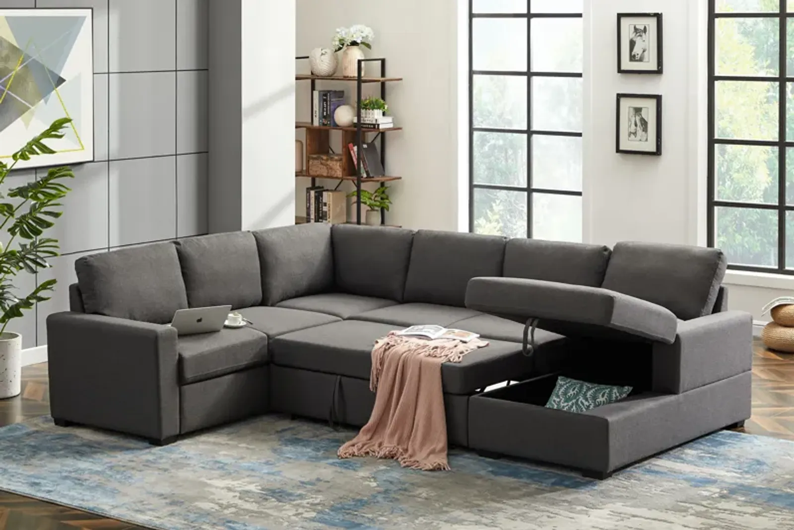 Ketterman - 4 Piece Upholstered Sleeper Sectional