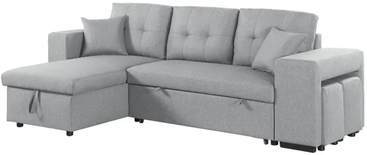 Daniel - Upholstered Reversible Sectional With Pull Out Loveseat