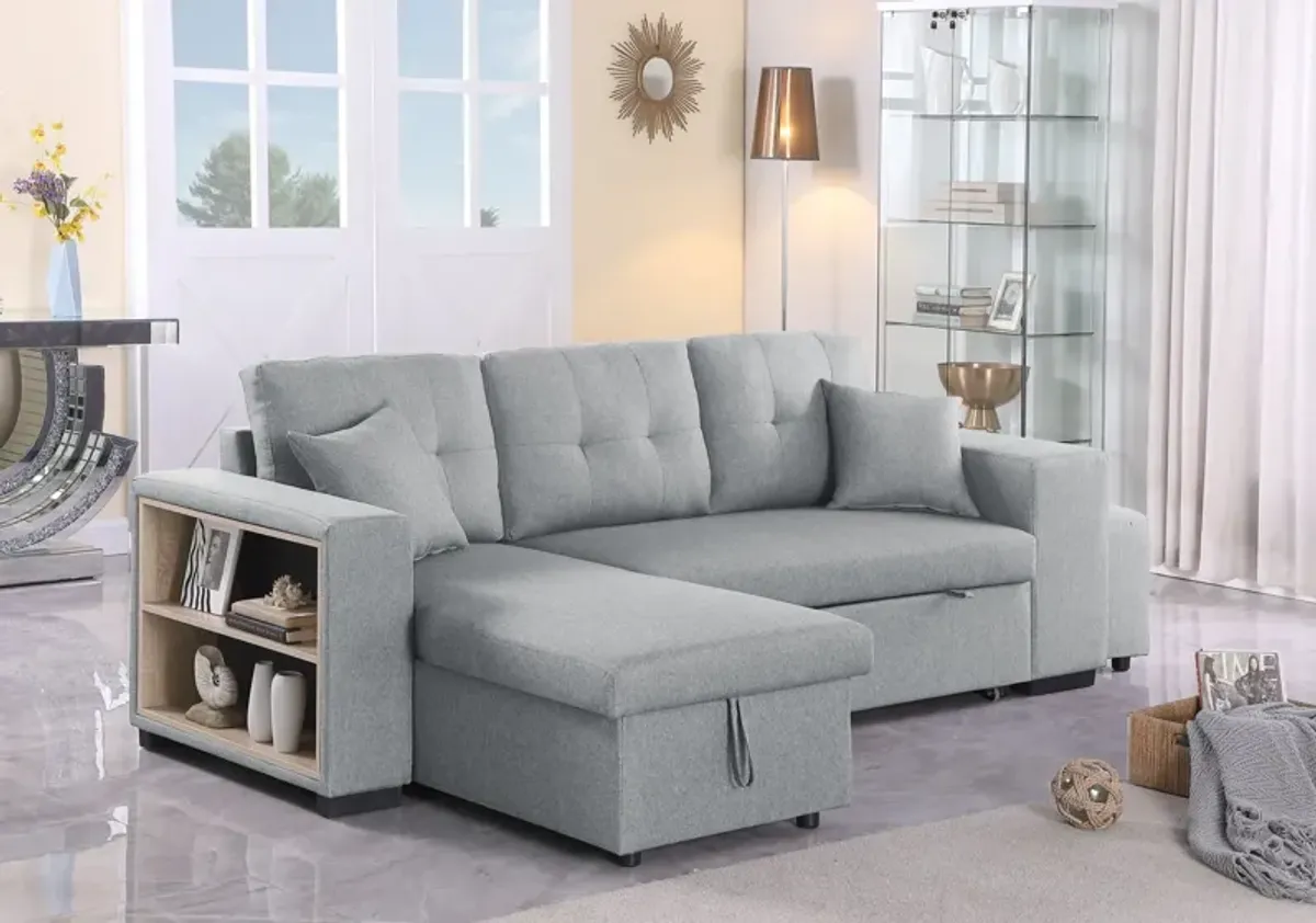 Daniel - Upholstered Reversible Sectional With Pull Out Loveseat