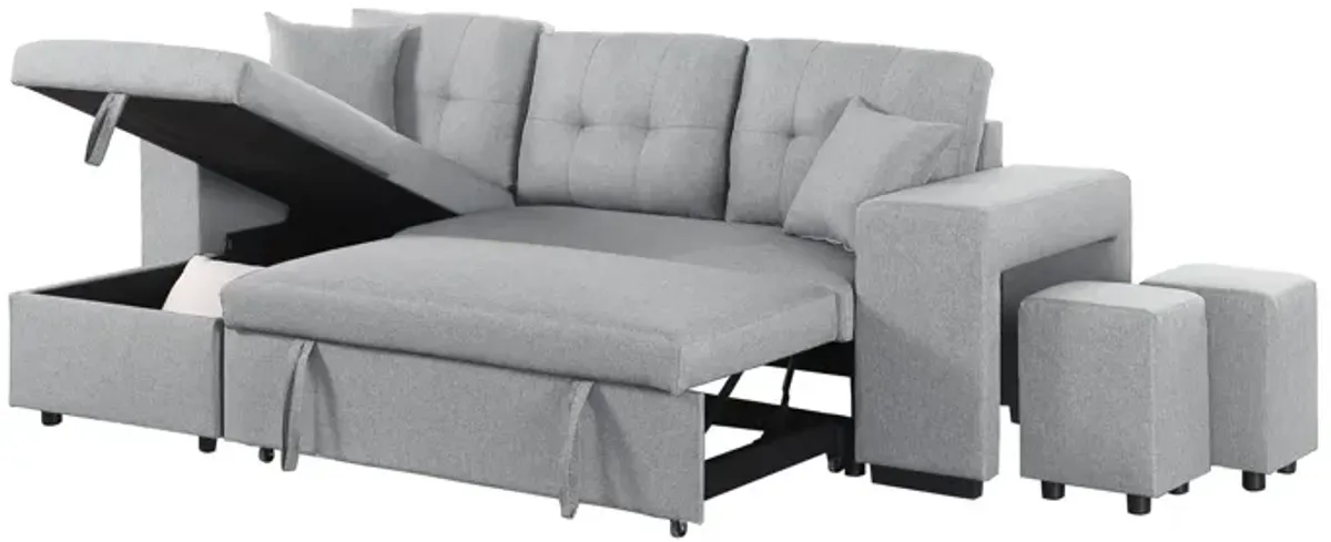 Daniel - Upholstered Reversible Sectional With Pull Out Loveseat