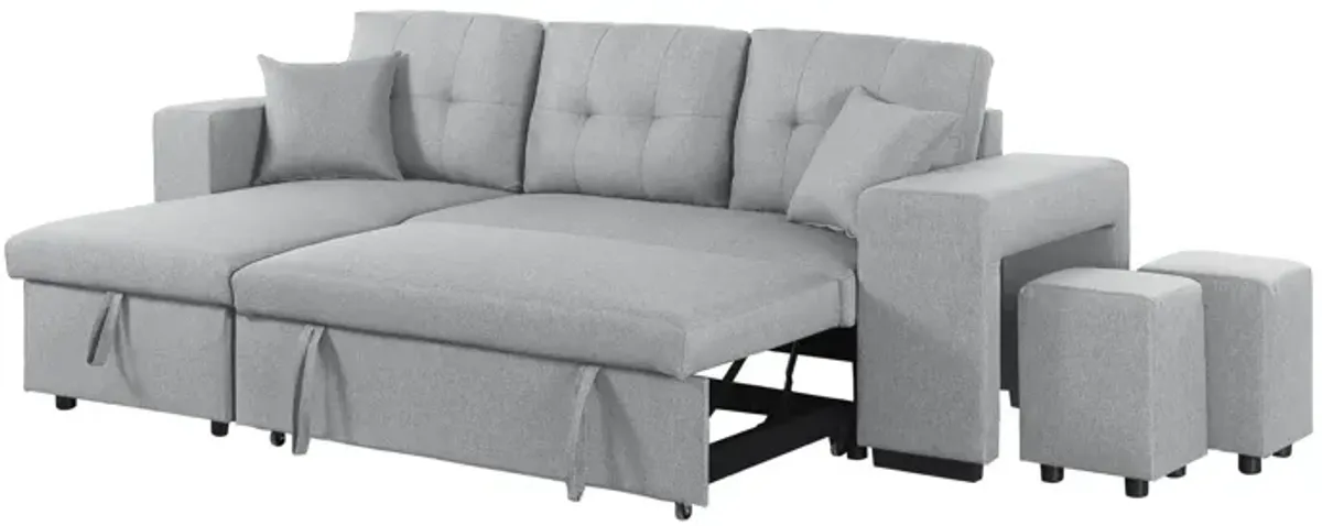 Daniel - Upholstered Reversible Sectional With Pull Out Loveseat