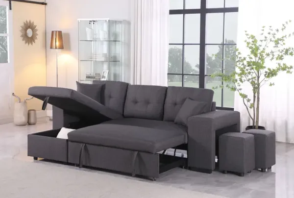 Daniel - Upholstered Reversible Sectional With Pull Out Loveseat