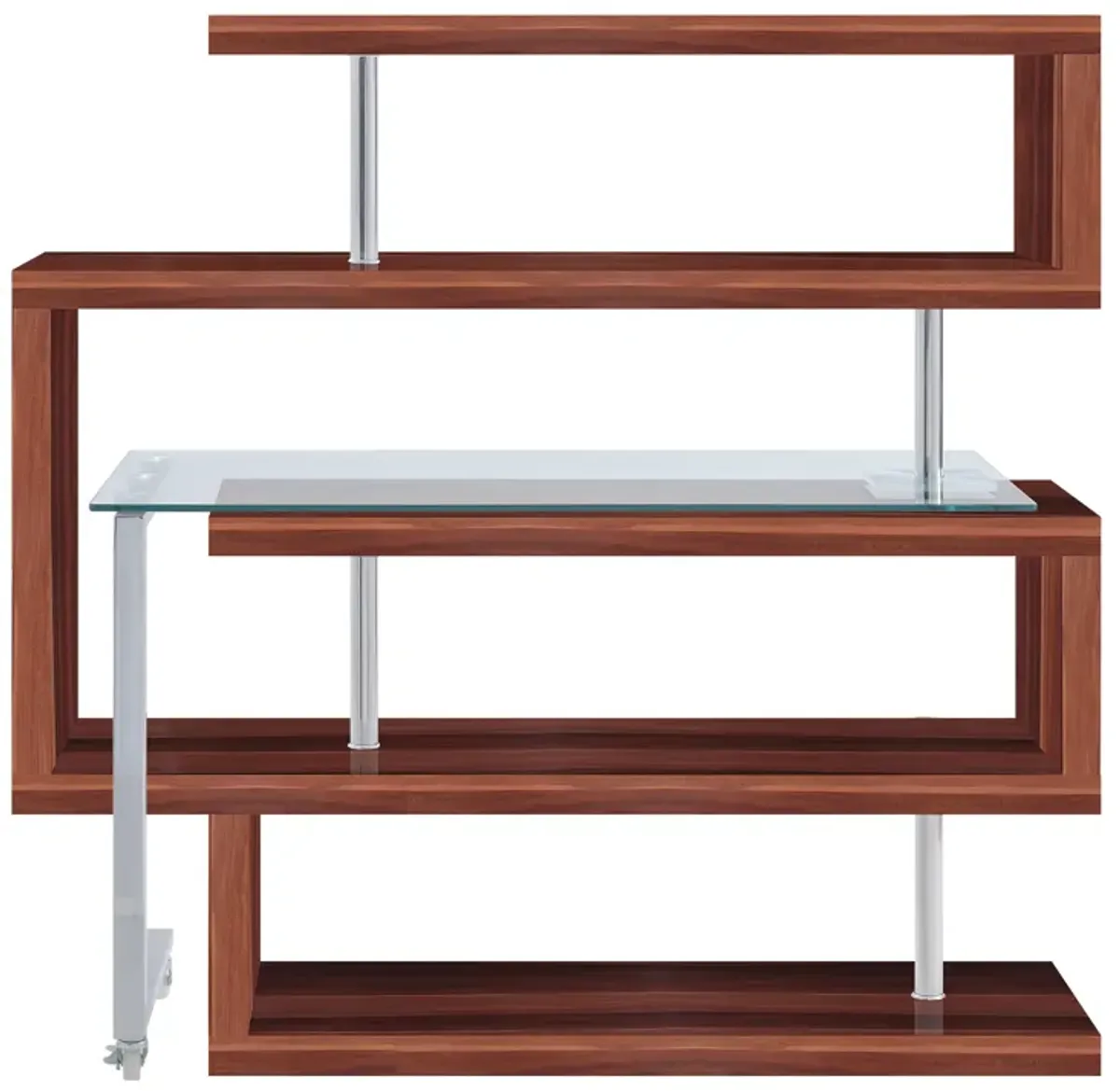 Buck II - Clear Glass, Chrome High Gloss Writing Desk With Shelf