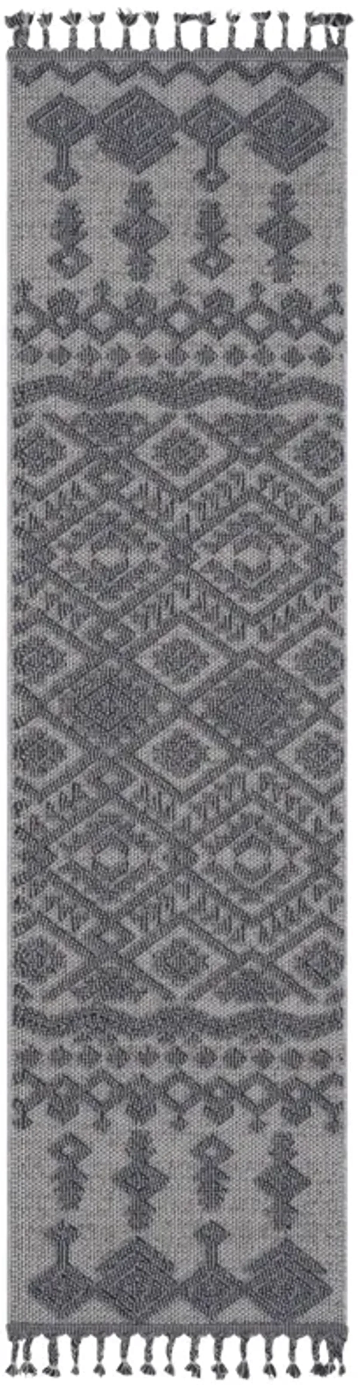 Guros - 2' x 8' Traditional Indoor / Outdoor Area Rug - White / Gray