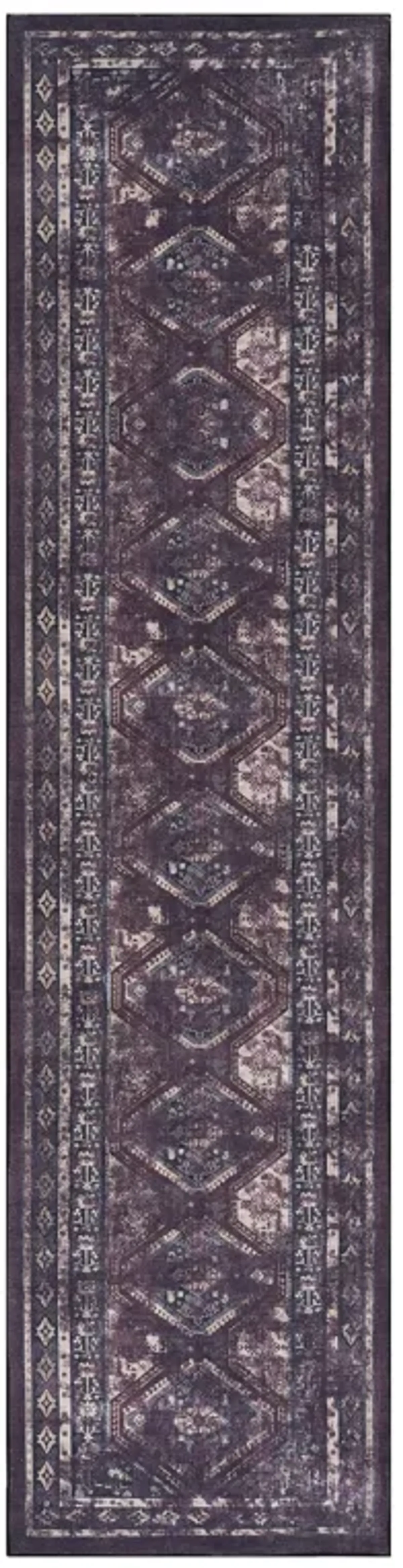 2'6'' X 10' Area Rugs, Washable, Low-Pile, Non-Slip, Non-Shedding, Foldable, Kid & Pet Friendly - Black / Burgundy