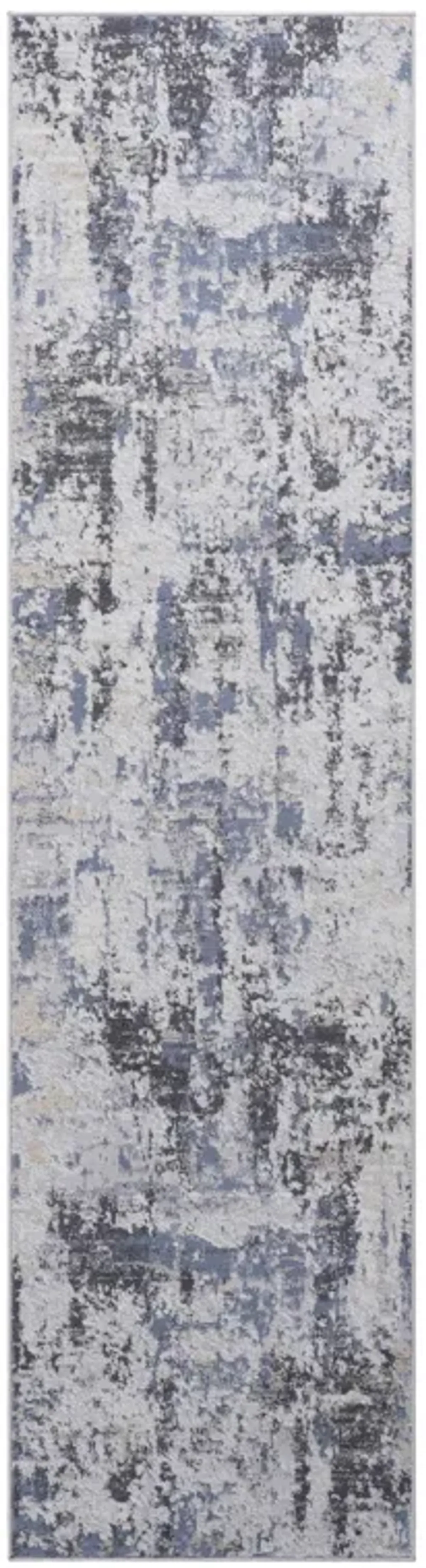 2' x 8' Abstract Non-Shedding Stylish And Stain Resistant Area Rug - Gray / Denim