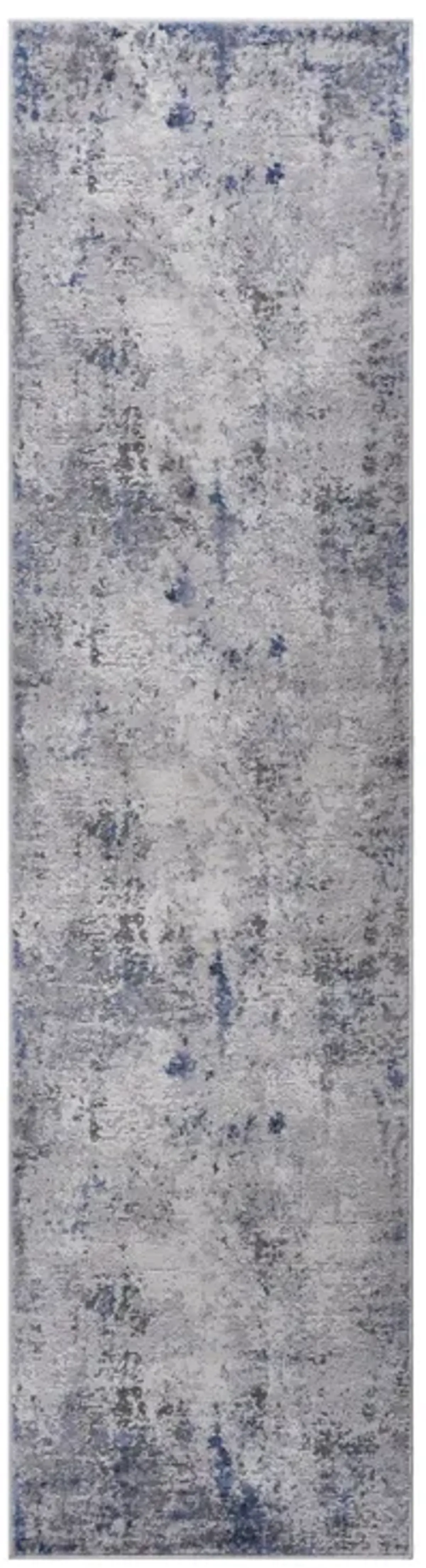 2' x 8' Abstract Non-Shedding Stylish And Stain Resistant Area Rug - Silver / Blue