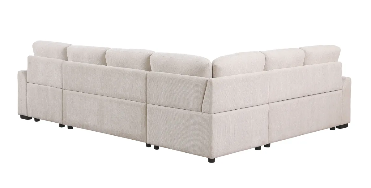 Nyhan - Upholstered Corner Sectional With Pull Out Loveseat And Storaged Chaise