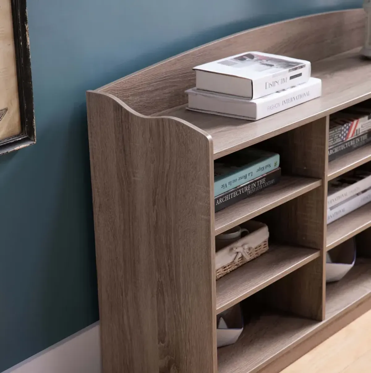 Entry Bench Shoe Rack With Nine Storage Shelves With Top Open Shelf