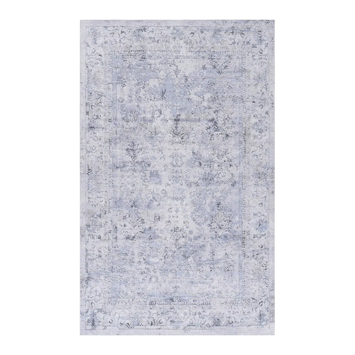 Area Rug Washable Rug, Low-Pile, Non-Slip, Non-Shedding, Foldable, Kid & Pet Friendly Area Rugs For Living Room, Bedroom, Kitchen, Dining Room Rug, Perfect Gifts - Blue / Cream