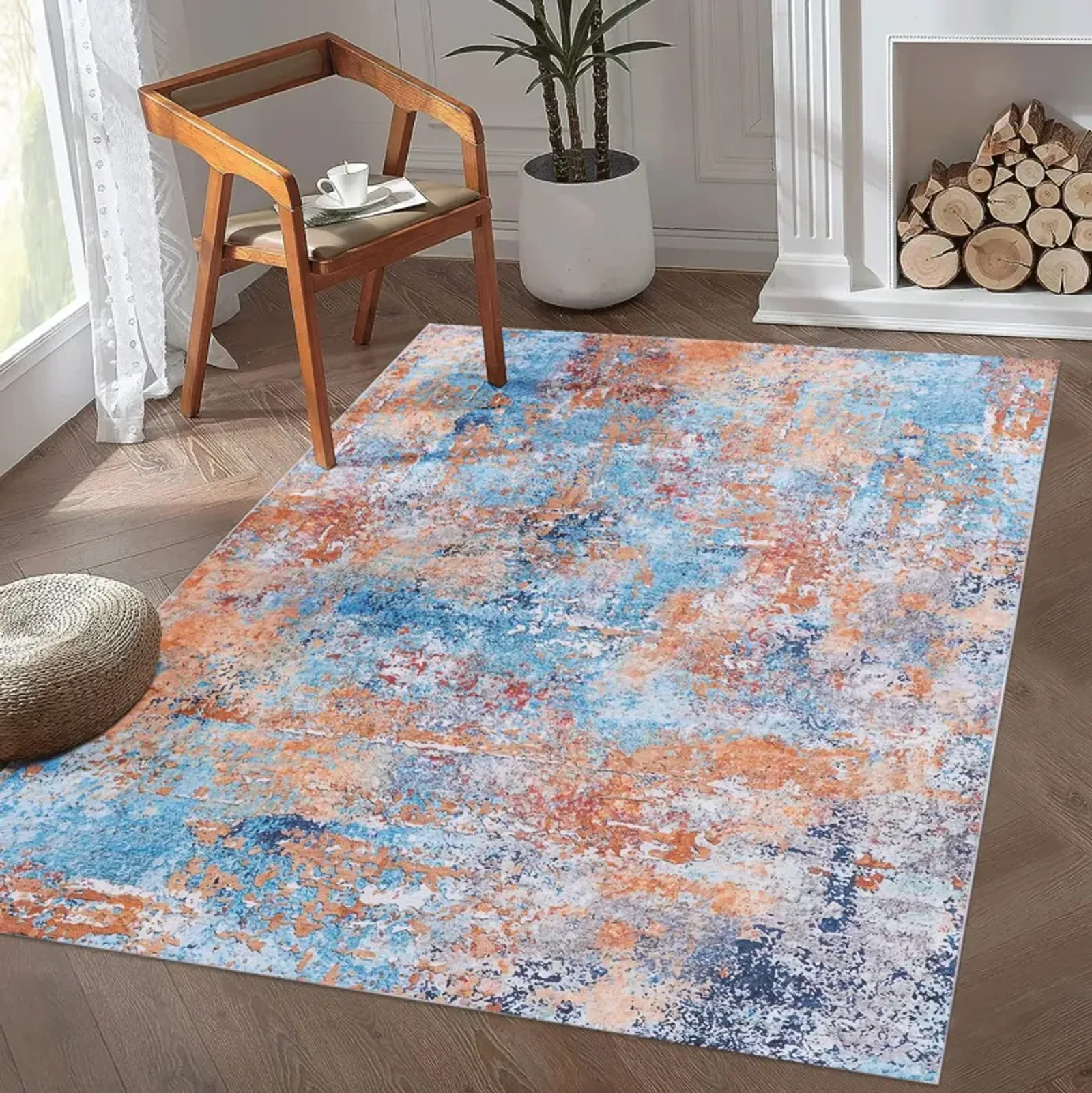 Area Rug, Washable Rug, Low-Pile, Non-Slip, Non-Shedding, Foldable, Kid & Pet Friendly Area Rugs For Living Room, Bedroom, Kitchen, Dining Room Rug, Perfect Gifts - Multi