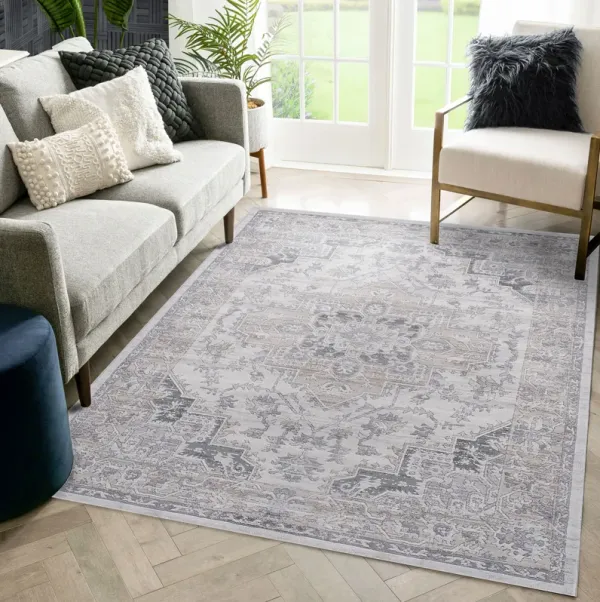 Oriental Non-Shedding Living Room Bedroom Dining Home Office Stylish And Stain Resistant Area Rug - Ivory / Beige