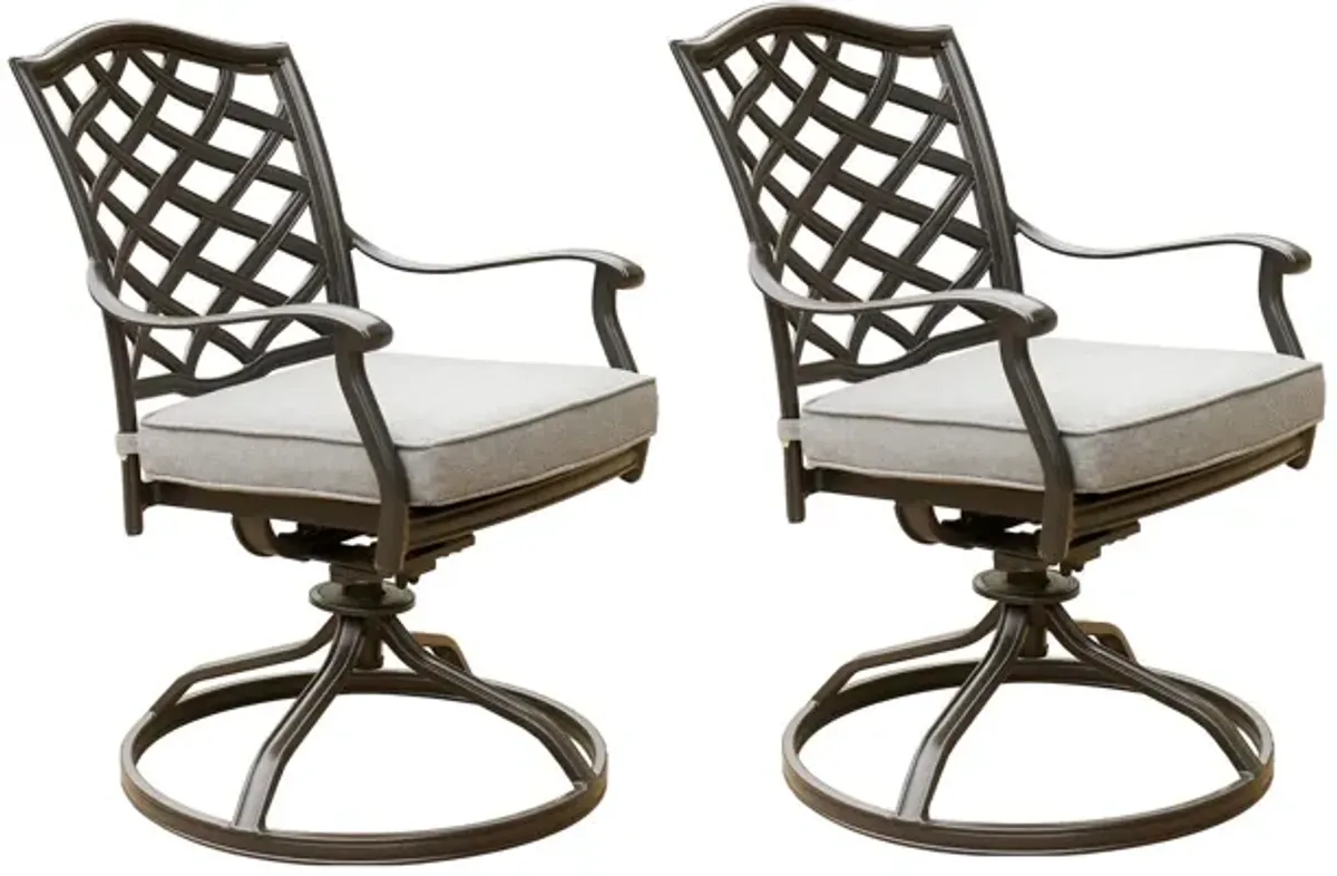 Outdoor Patio Aluminum Swivel Rocker Dining Chair With Cushion (Set of 2)