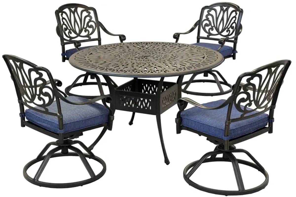 Round 48.03" Long Aluminum Dining Set With Cushions