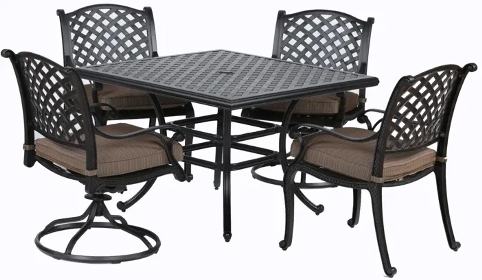 Square 4 Person 43.19" Long Aluminum Dining Set With Cushions