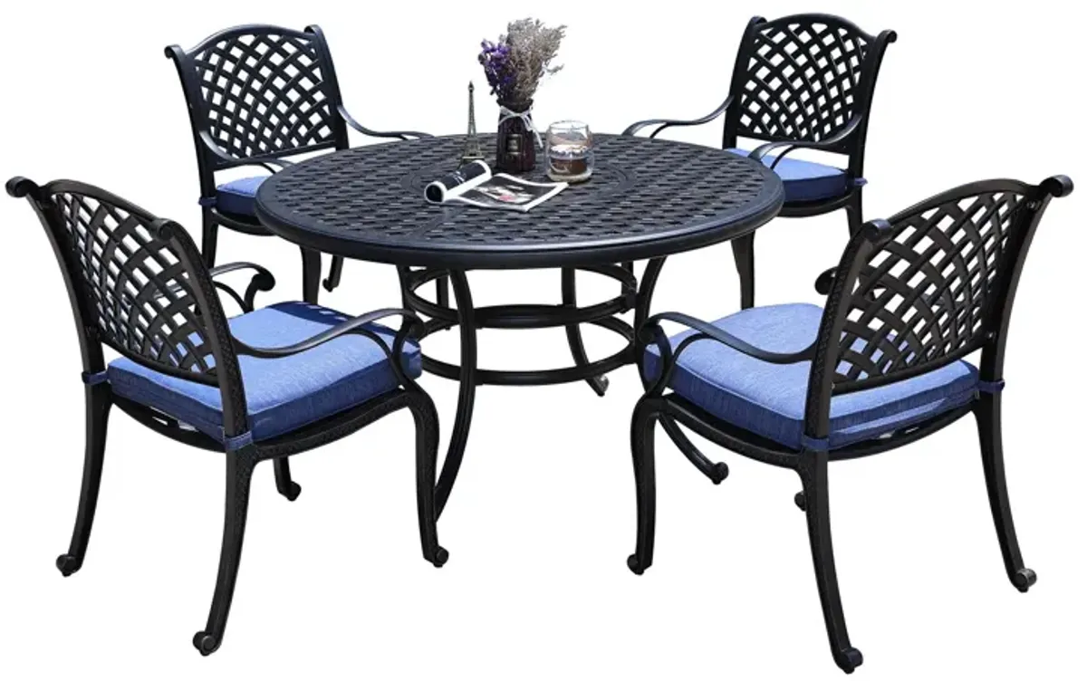 Round 4 Person 51.97" Long Dining Set With Cushions