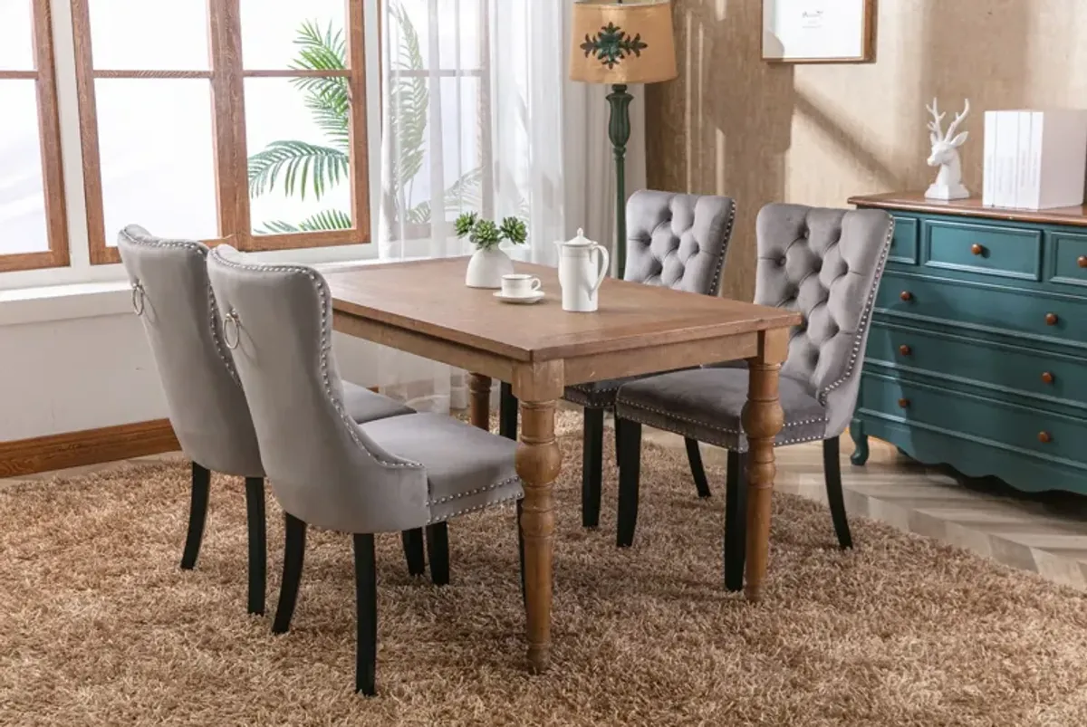 Nikki - Modern, High-End Tufted Solid Wood Contemporary Velvet Upholstered Dining Chair With Wood Legs Nailhead Trim (Set of 2)